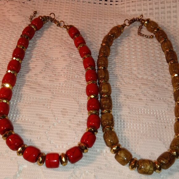 COLORFUL SET OF 2 BEADED 8" INCH NECKLACES - Picture 2 of 7